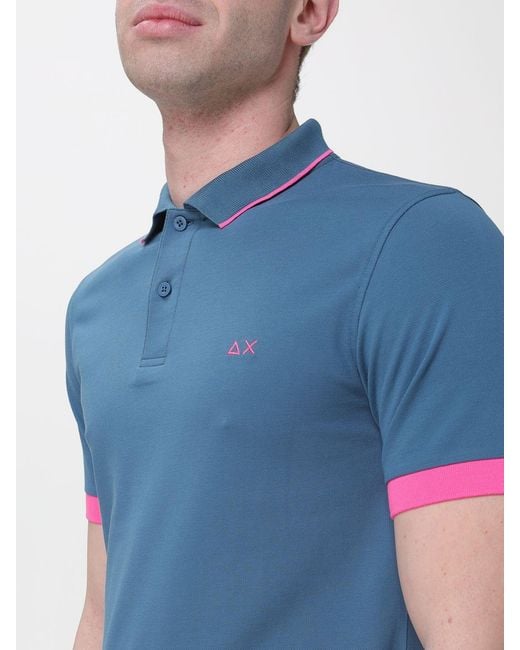 Sun 68 Blue Cotton Polo Shirt for men
