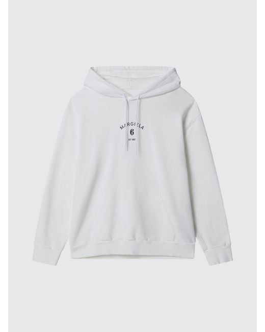 MM6 by Maison Margiela White Cotton Hoodie for men