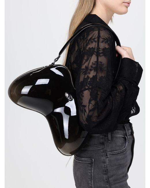 DIESEL Black Double-D Patent Leather Bag