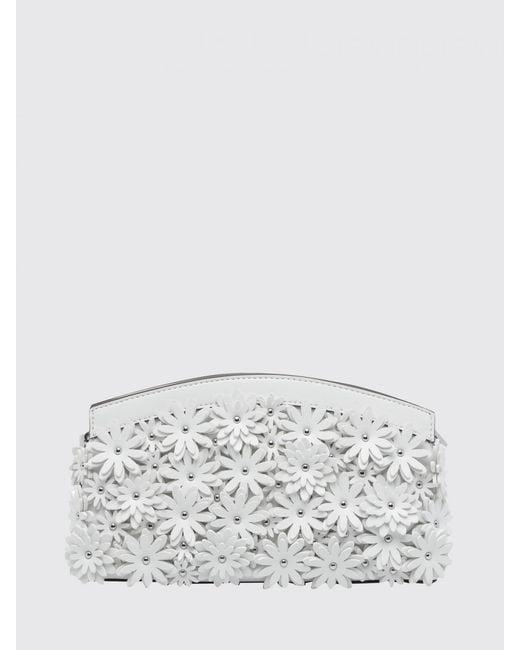 Michael Kors White Athena Polyurethane Blend Clutch With Floral Appliqués