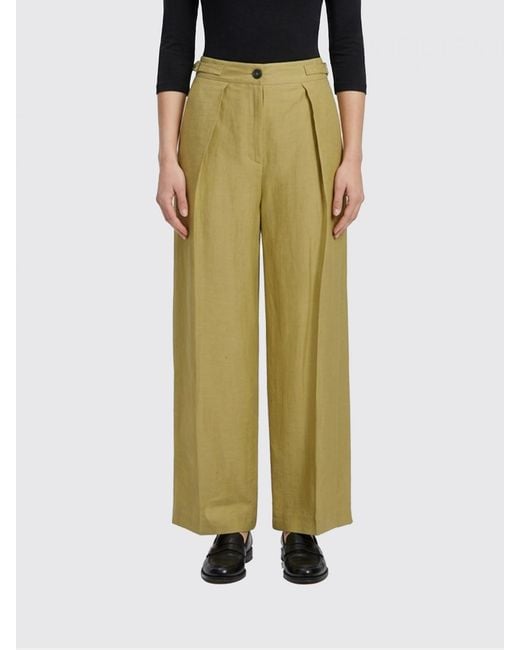 Tela Green Wide-Leg Linen Blend Pants
