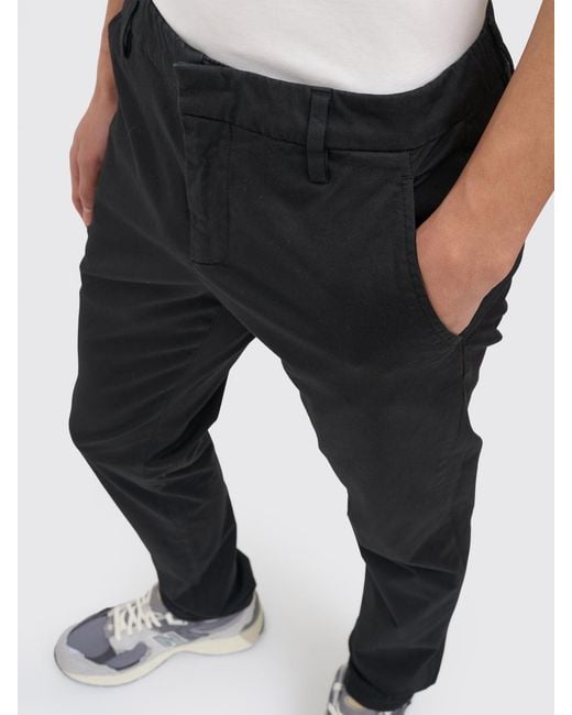 Dondup Black Stretch Cotton Chino Trousers for men