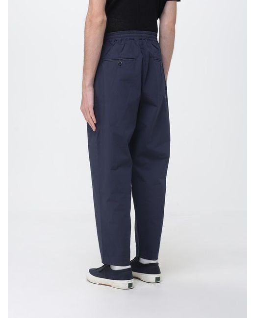 Barena Blue Wide Leg Stretch Cotton Trousers for men