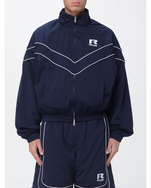 Rhude Blue Polyester Bomber Jacket With Logo for men