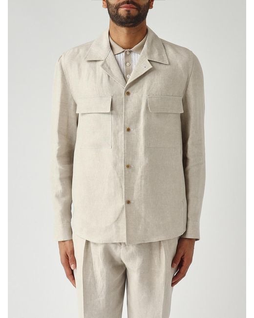 Briglia 1949 Natural Linen Shirt Jacket for men