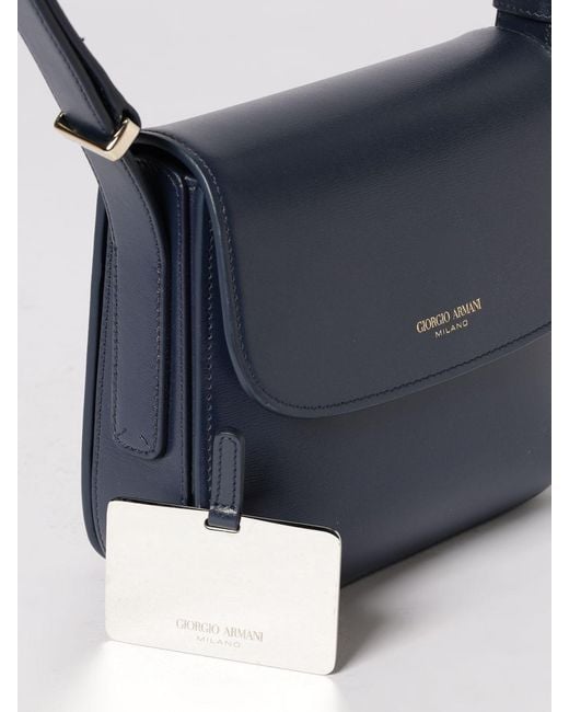Giorgio Armani Blue La Prima Palmellato Leather Bag