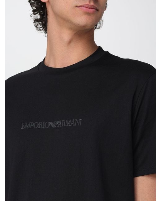 Emporio Armani Black Basic Cotton T-Shirt With Logo for men