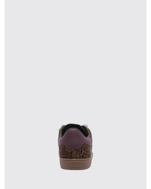 Hogan Brown Cool Animal-Print Pony Hair Sneakers With Side H Logo Application