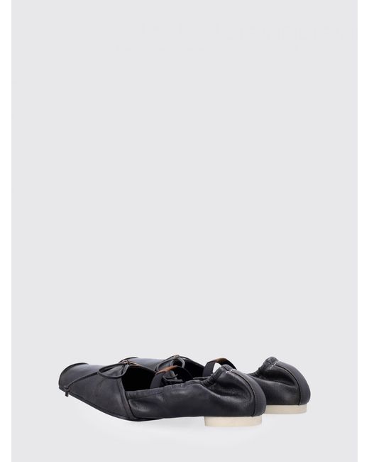 MM6 by Maison Margiela White Laminated Leather Ballerina