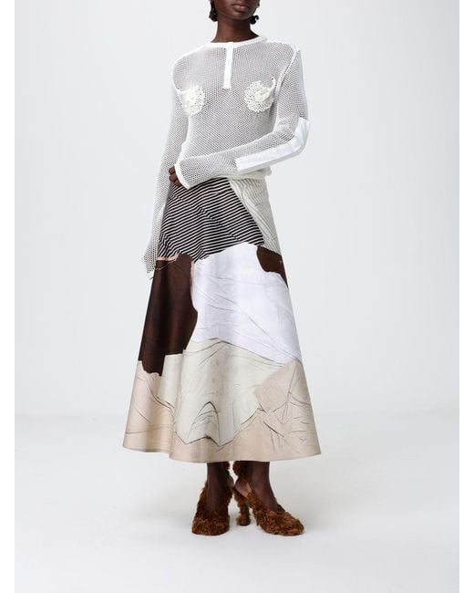 Moschino Couture Gray Perforated Cotton Knit With Swans