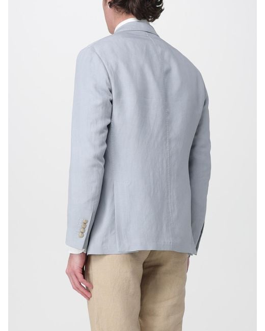 Eleventy Gray Double-Breasted Linen Blend Blazer for men