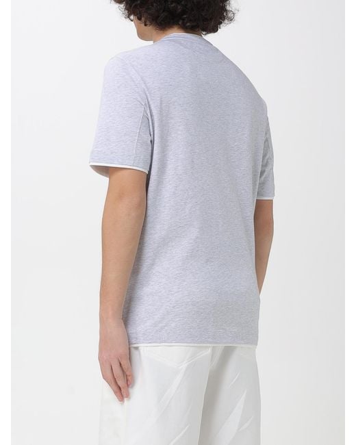 Brunello Cucinelli White Cotton Crew-Neck T-Shirt With Contrasts for men
