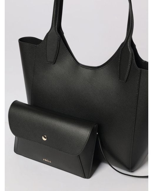 Furla Black Lea Grained Leather Bag