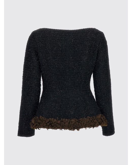 Simone Rocha Blue Cropped Single-Breasted Wool-Blend Blazer With Concealed Closure