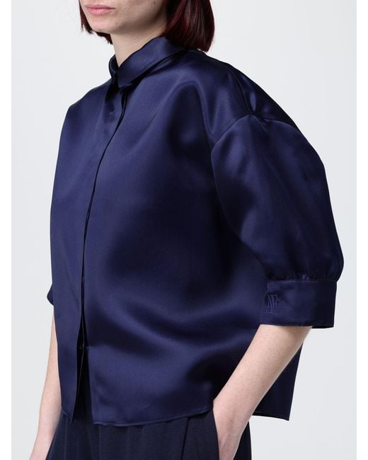 Alberta Ferretti Blue Silk Organza Shirt