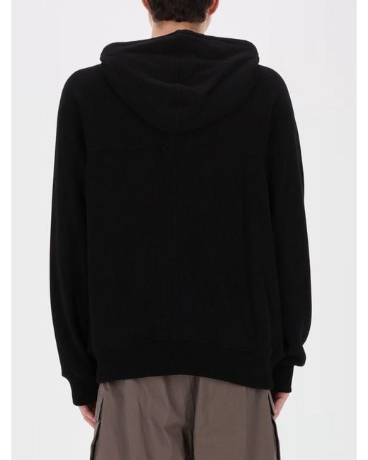 Rick Owens Black Cotton Zip-Up Hoodie for men