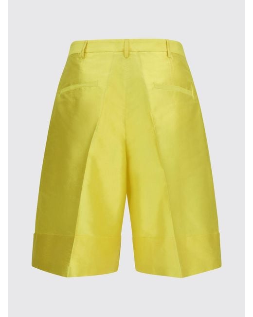 Sara Roka Yellow Silk Shorts