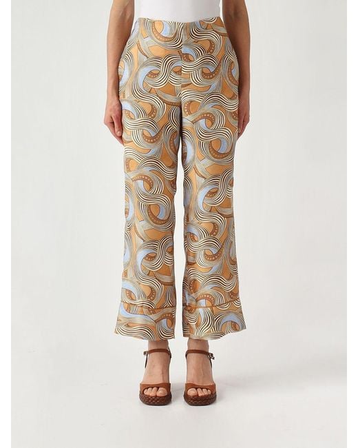 Maliparmi Natural Printed Silk Trousers