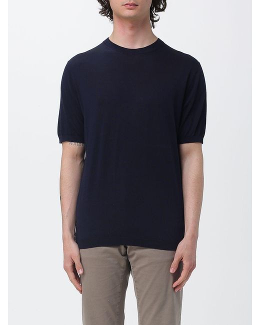 Kangra Blue Cotton And Silk Crew Neck Knitwear for men