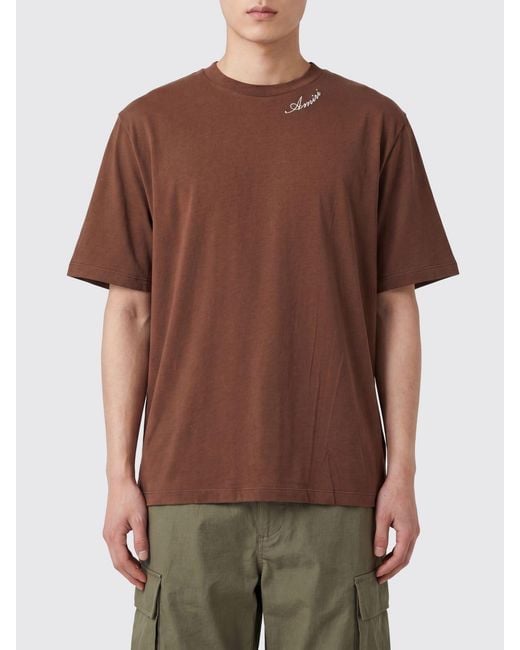 Amiri Brown Drop Shoulder Crewneck T-Shirt for men