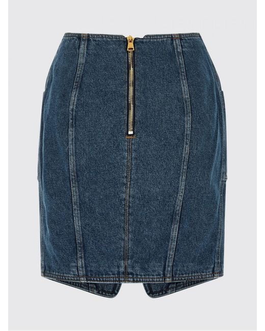 Balmain Blue Denim Mini Skirt With Maxi Buckle