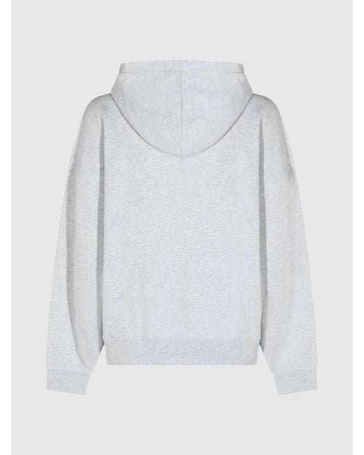 Anine Bing Gray Cotton Logo Hoodie With Kangaroo Pocket