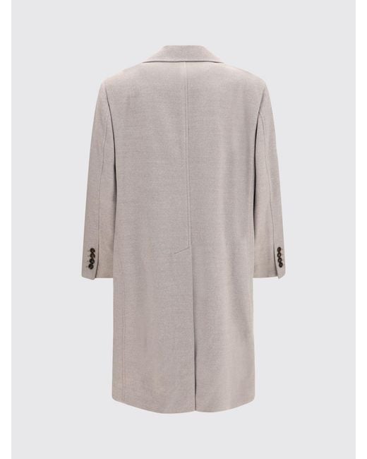 Brunello Cucinelli Gray Single-Breasted Wool Coat With Classic Lapels for men