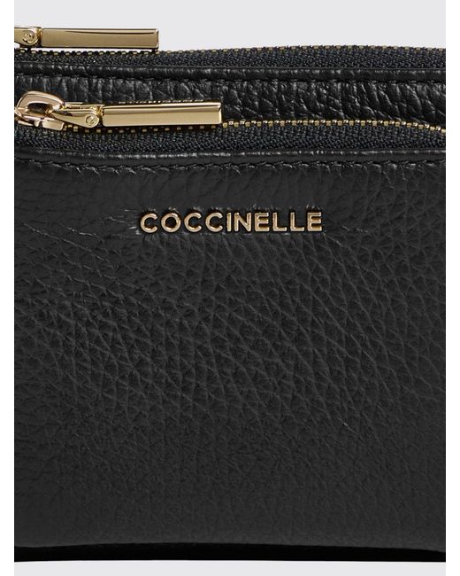 Coccinelle Black Metallic Small Grained Leather Credit Card Holder