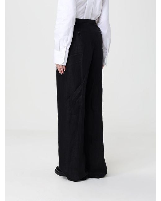 Agnona Black Linen And Cotton Blend Palazzo Trousers