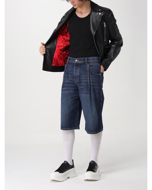 McQueen Blue Denim Bermuda for men