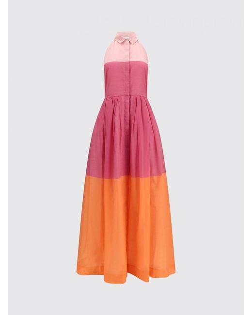 Sara Roka Pink Cotton And Silk Chemisier Dress