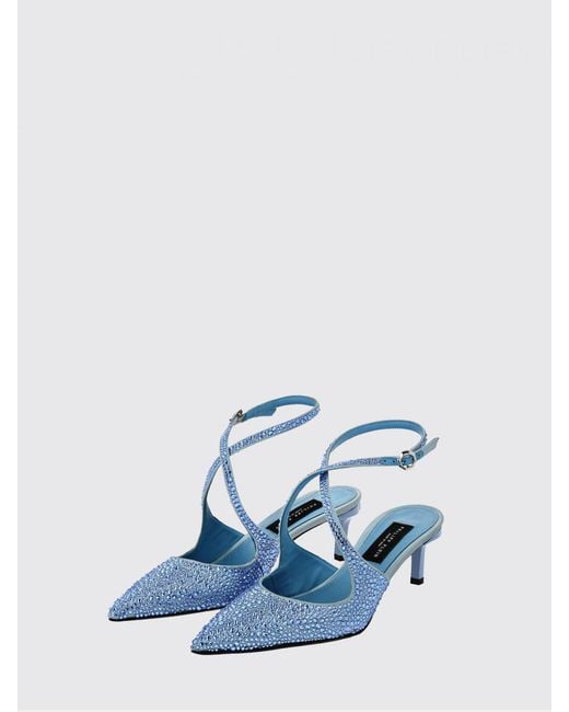 Philipp Plein White Satin Pumps With Rhinestones And An Ankle Strap