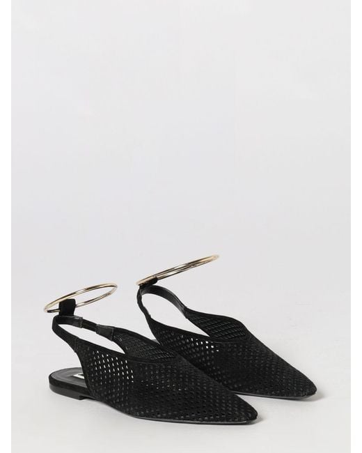 Jil Sander White Perforated Suede Slingback Ballet Flats