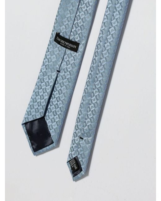 Emporio Armani Blue Silk Tie With Jacquard Monogram for men