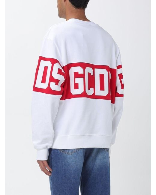 Gcds White Cotton Logo Crewneck Sweatshirt for men