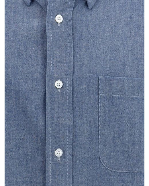 Thom Browne Blue Cotton Shirt for men