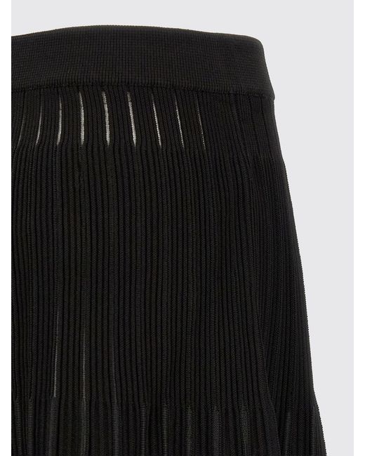 Balmain Black High-Waisted A-Line Knit Miniskirt With Jewel Buttons