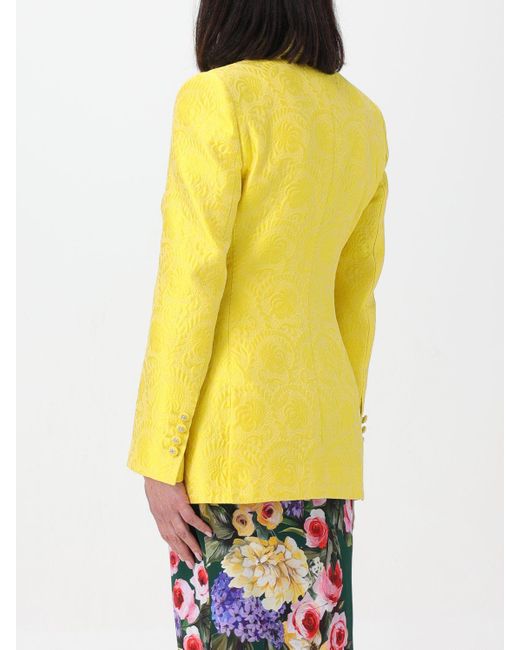 Blazer in misto cotone e seta di Dolce & Gabbana in Yellow