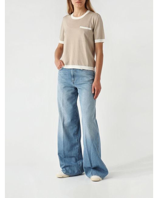 PT Torino Blue Cotton Flared Jeans