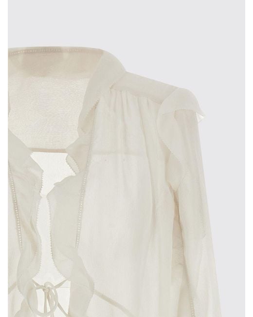Alberta Ferretti White Silk Blouse
