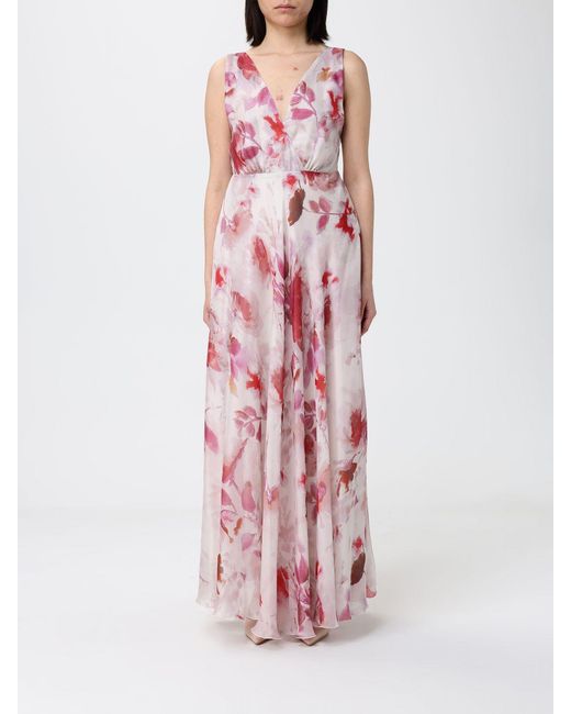 Hanita Pink Long Floral Dress