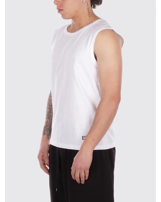 Gcds White Cotton Tank Top With Logo for men