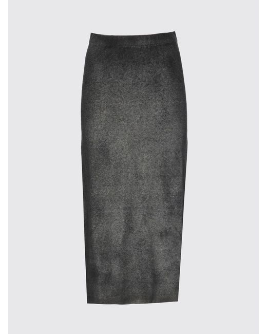 Avant Toi Black Wool And Cashmere Knit Midi Pencil Skirt With Elastic Waist