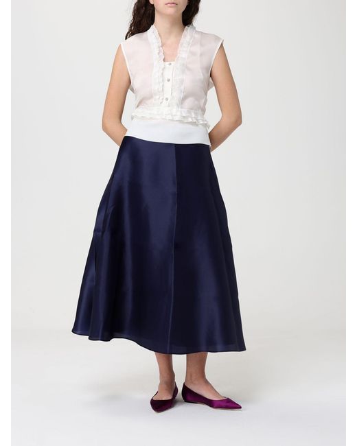 Alberta Ferretti Blue Silk Organza Midi Skirt