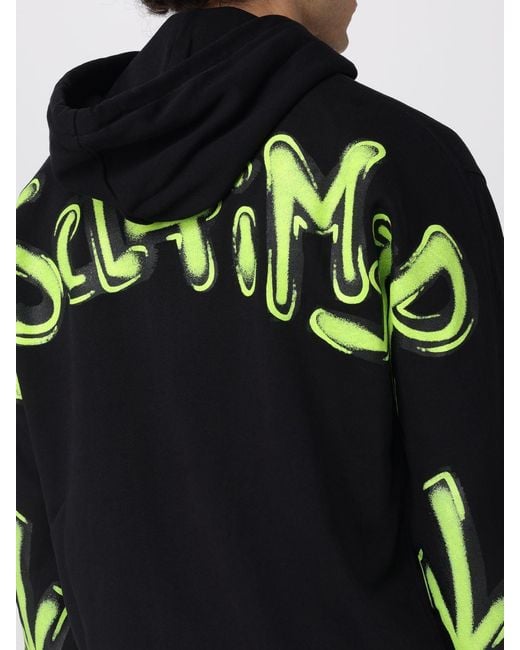 DISCLAIMER Blue Cotton Hoodie With Printed Logo And Dropped Shoulders for men