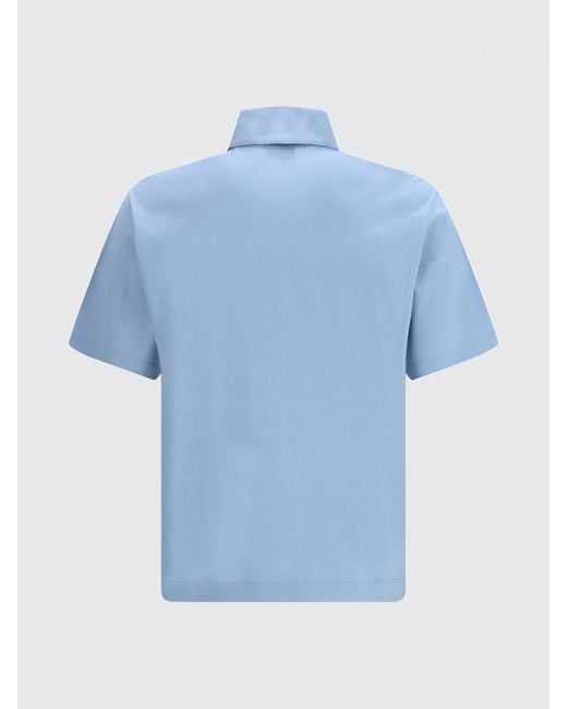 Ferragamo Blue Cotton Polo With Gancini Logo for men