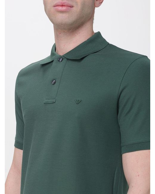 Emporio Armani Green Cotton Polo Shirt for men