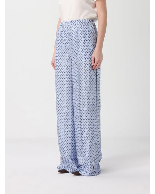 Max Mara Blue Paisley Silk Trousers