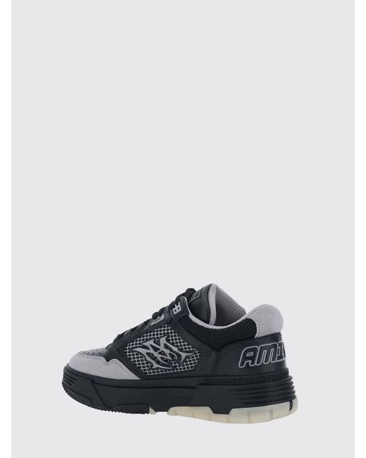 Amiri Black Ma-94 Leather And Mesh Sneakers With Monogram And Suede Details