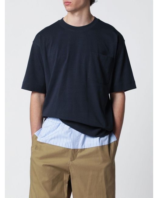 Dries Van Noten Blue Cotton T-Shirt for men